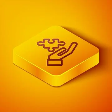Isometric line Solution to the problem in psychology icon isolated on orange Illustrazione stock