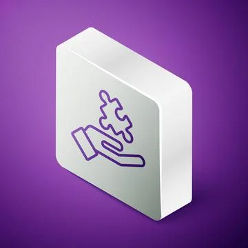 Isometric line Solution to the problem in psychology icon isolated on purple 스톡 일러스트
