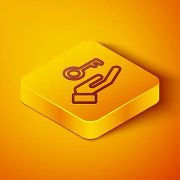 Isometric line Solution to the problem in psychology icon isolated on orange 스톡 일러스트