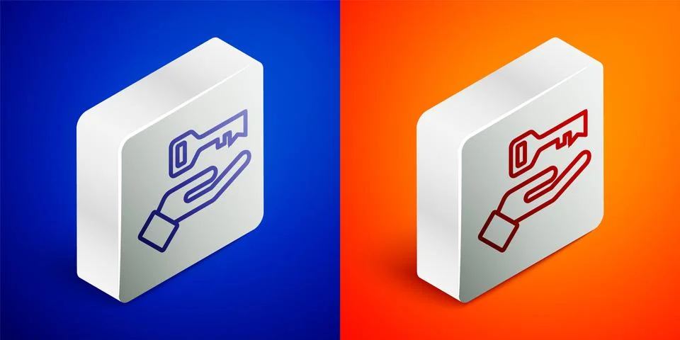 Isometric line Solution to the problem in psychology icon isolated on blue and Illustrazione stock