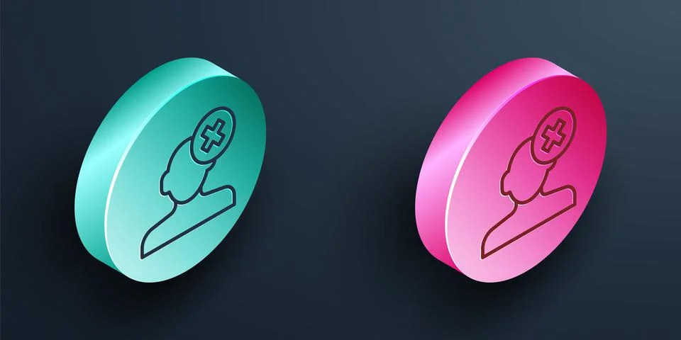 Isometric line Solution to the problem in psychology icon isolated on black Illustrazione stock
