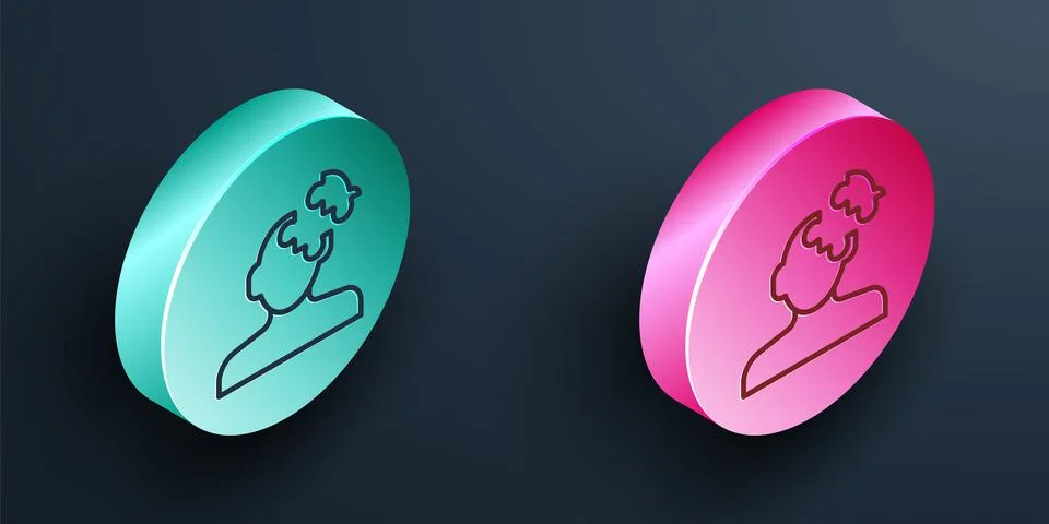 Isometric line Solution to the problem in psychology icon isolated on black b 스톡 일러스트