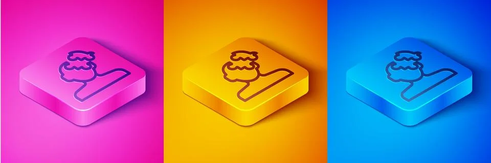 Isometric line Solution to the problem in psychology icon isolated on pink and Stock Illustration