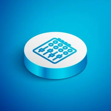 Isometric line Sound mixer controller icon isolated on blue background. Dj Stock Illustration
