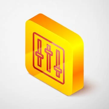 Isometric line Sound mixer controller icon isolated on grey background. Dj Stock Illustration