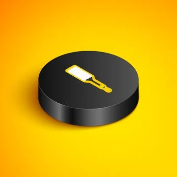 Isometric line Spanking paddle icon isolated on yellow background. Fetish a.. Stock Illustration