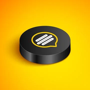 Isometric line Speech bubble chat icon isolated on yellow background. Message Stock Illustration