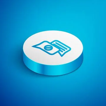 Isometric line Speech bubble chat icon isolated on blue background. Message i Stock Illustration