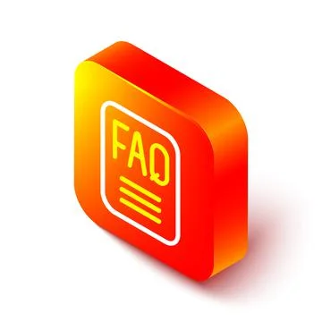 Isometric line Speech bubble with text FAQ information icon isolated on white Stock Illustration