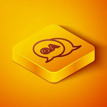 Isometric line Speech bubbles with Question and Answer icon isolated on orange Illustrazione stock