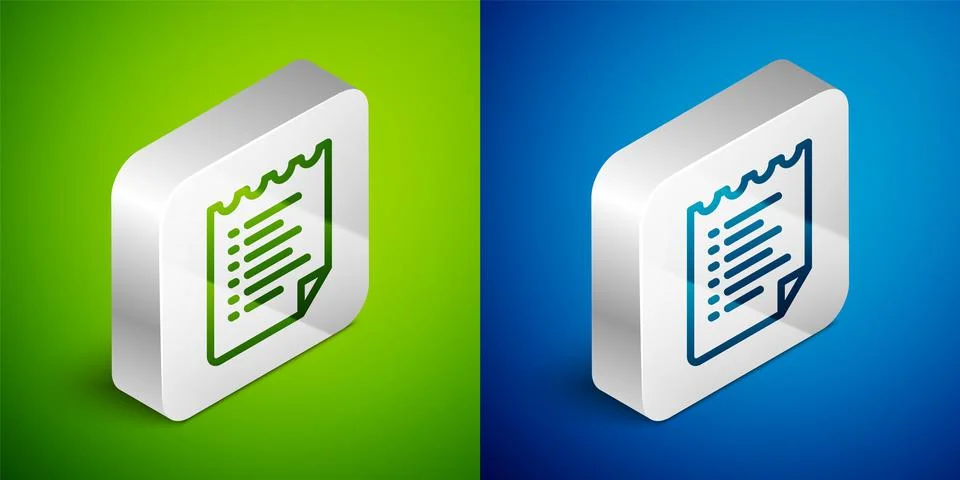 Isometric line Sport training program or fitness plan icon isolated on green and Stock Illustration