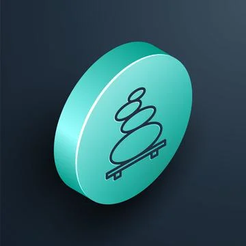 Isometric line Stack hot stones icon isolated on black background. Spa salon Illustrazione stock