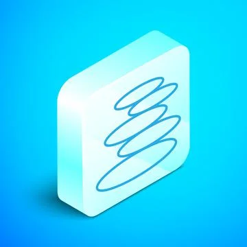 Isometric line Stack hot stones icon isolated on blue background. Spa salon Stockillustratie
