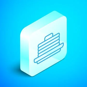 Isometric line Stack of pancakes icon isolated on blue background. Baking with 스톡 일러스트