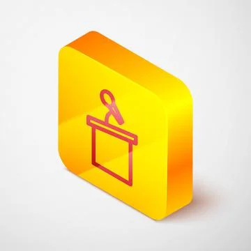 Isometric line Stage stand or debate podium rostrum icon isolated on grey Stock Illustration