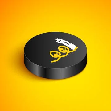 Isometric line Standalone sensor and plant icon isolated on yellow background Illustrazione stock