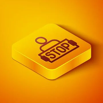 Isometric line Stop war icon isolated on orange background. Antiwar protest Stock Illustration