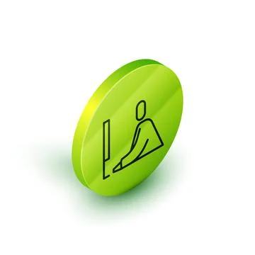 Isometric line Student working at laptop icon isolated on white background. W Stock Illustration