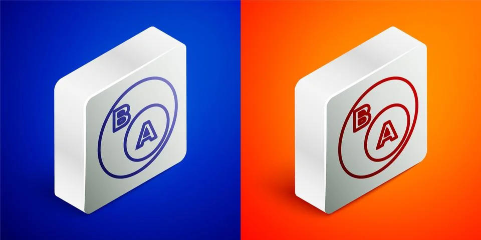 Isometric line Subsets, mathematics, a is subset of b icon isolated on blue and Stock Illustration