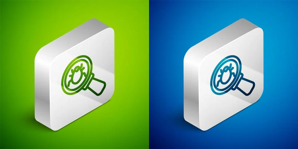 Isometric line System bug concept icon isolated on green and blue background Stock-Illustration