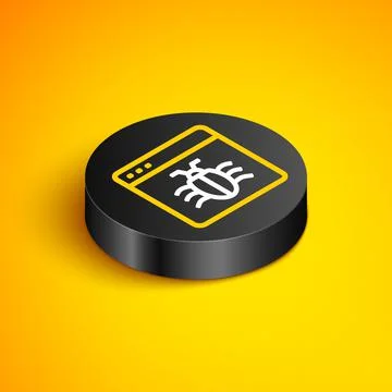 Isometric line System bug concept icon isolated on yellow background. Code bug Stock Illustration