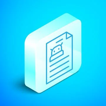 Isometric line Technical specification icon isolated on blue background イラスト素材