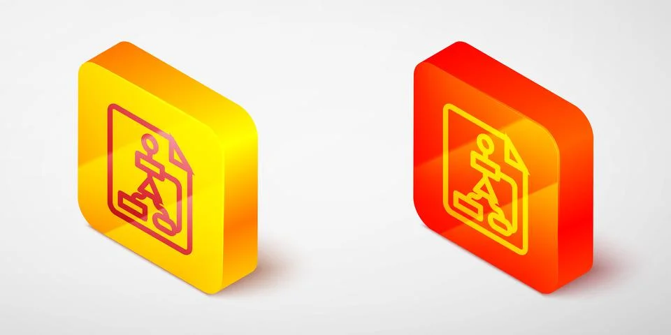 Isometric line Tile flowchart for program design or process management plan icon Stock Illustration