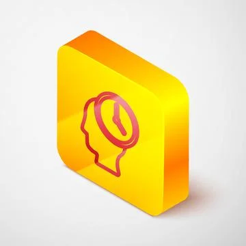 Isometric line Time Management icon isolated on grey background. Clock and ge Stock Illustration