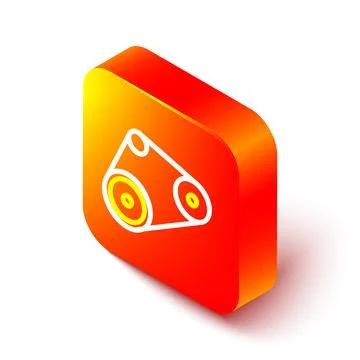 Isometric line Timing belt kit icon isolated on white background. Orange sq.. Stock Illustration