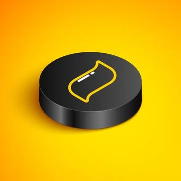 Isometric line Toothpaste icon isolated on yellow background. Black circle Illustrazione stock