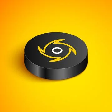 Isometric line Tornado icon isolated on yellow background. Cyclone, whirlwind Stock Illustration