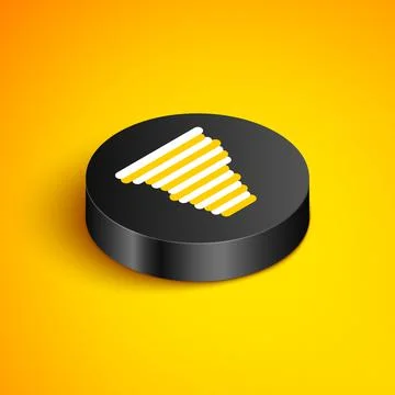 Isometric line Tornado icon isolated on yellow background. Cyclone, whirlwind Stock Illustration