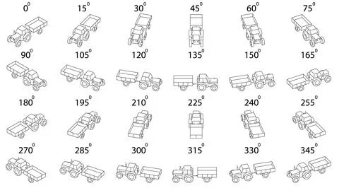 Isometric line tractor with trailer icons set. 스톡 일러스트