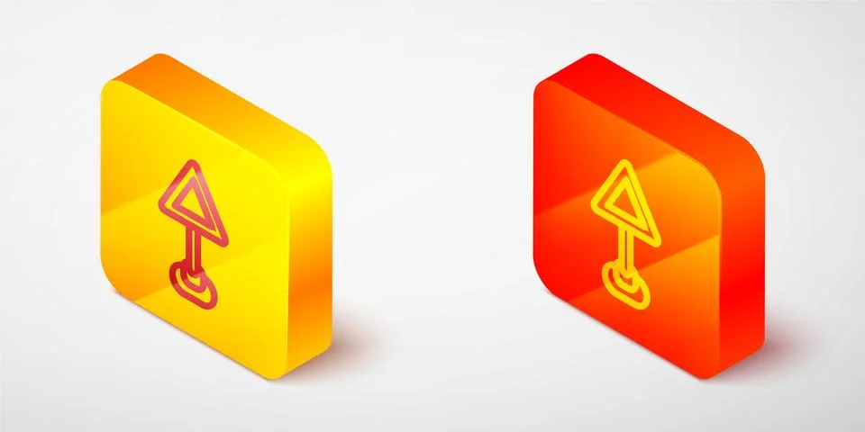 Isometric line Triangle warning blank icon isolated on grey background. Traffic Stock Illustration