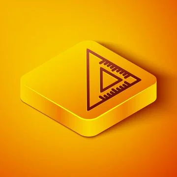 Isometric line Triangular ruler icon isolated on orange background. Straightedge Illustrazione stock