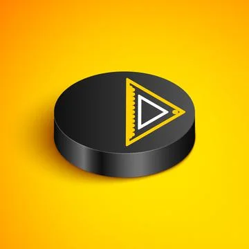 Isometric line Triangular ruler icon isolated on yellow background. Straightedge Illustrazione stock