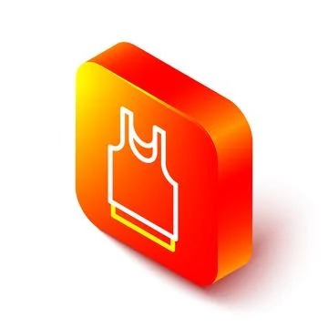 Isometric line Undershirt icon isolated on white background. Orange square Stock Illustration