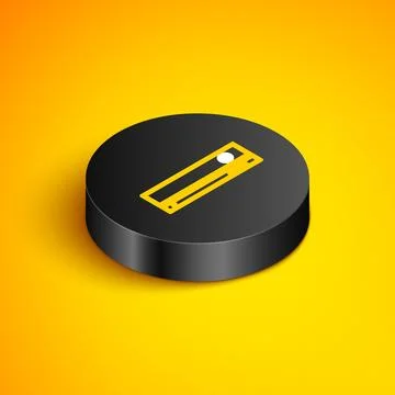 Isometric line Video game console icon isolated on yellow background. Black 스톡 일러스트
