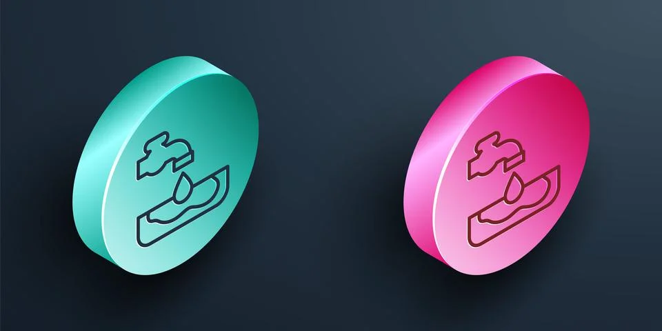 Isometric line Water problem icon isolated on black background. Poor countries Illustrazione stock