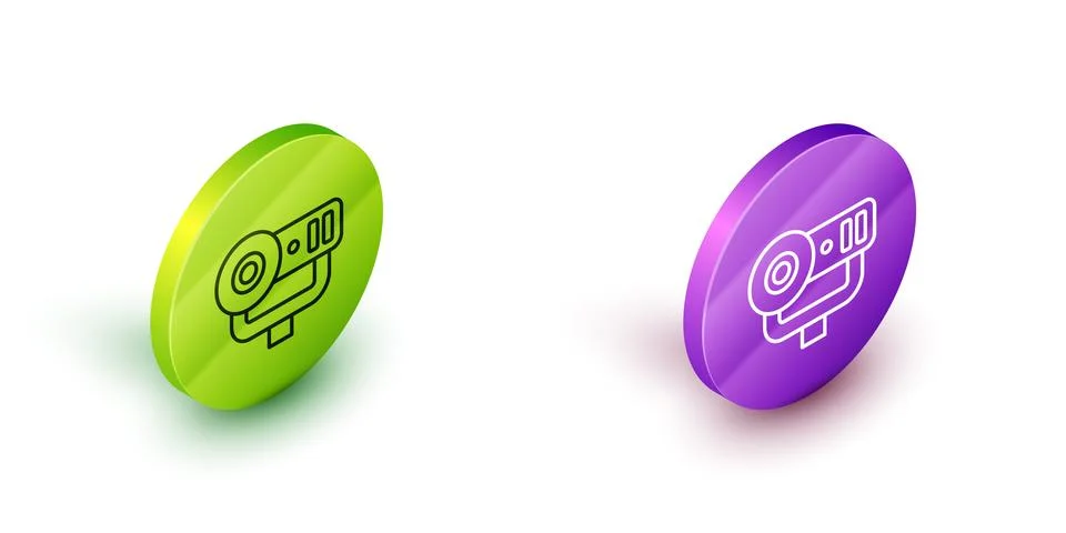 Isometric line Web camera icon isolated on white background. Chat camera. W.. 스톡 일러스트