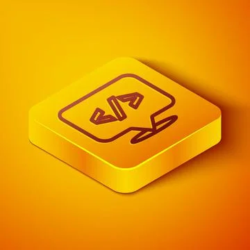 Isometric line Web design and front end development icon isolated on orange Stock Illustration