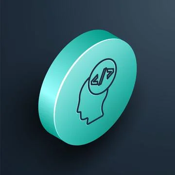 Isometric line Web design and front end development icon isolated on black Stock-Illustration