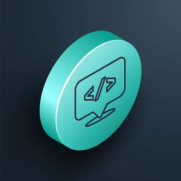 Isometric line Web design and front end development icon isolated on black ba Stock Illustration