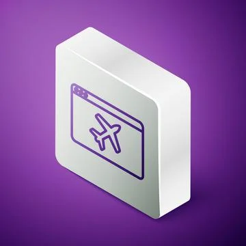 Isometric line Website template icon isolated on purple background. Internet 库存插图
