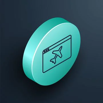 Isometric line Website template icon isolated on black background. Internet 库存插图
