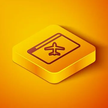 Isometric line Website template icon isolated on orange background. Internet 库存插图