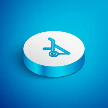 Isometric line Wheelbarrow icon isolated on blue background. Tool equipment Illustrazione stock