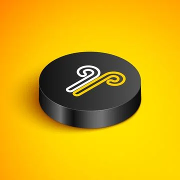 Isometric line Wind icon isolated on yellow background. Windy weather. Blac.. Stock Illustration