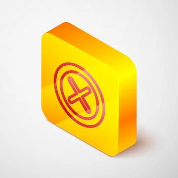 Isometric line X Mark, Cross in circle icon isolated on grey background. Chec Stock Illustration