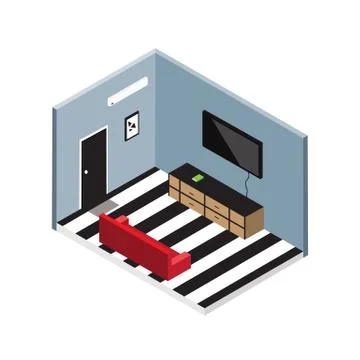 Isometric living room vector design. Stock Illustration